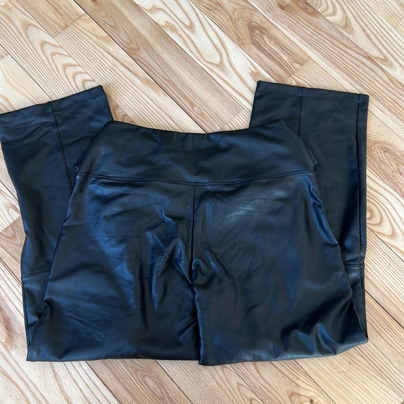 Black Vegan Leather Patchwork Pants - Picture 2 of 5